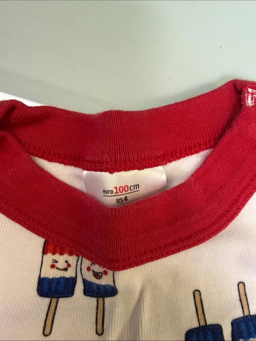 Hanna Andersson White Pajama Set with Red & Blue Popsicle Print